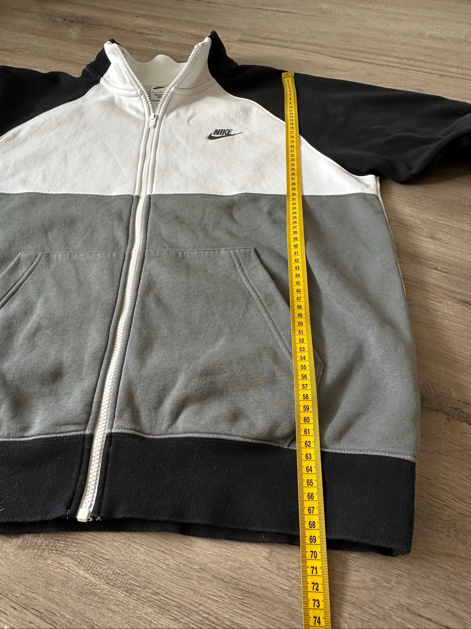 Nike Moletom com Zíper Cinza Branco Preto Tamanho G Original – photo 6